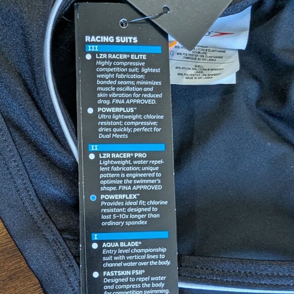 NEW Speedo Women's Black Racing Competitive Swim Top. Size XL - Picture 4 of 5